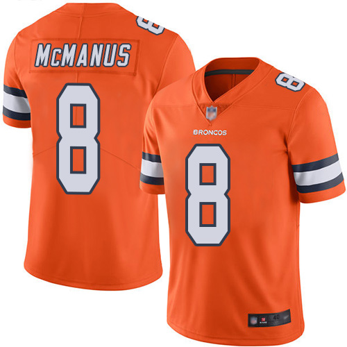 Men Denver Broncos #8 Brandon McManus Limited Orange Rush Vapor Untouchable Football NFL Jersey